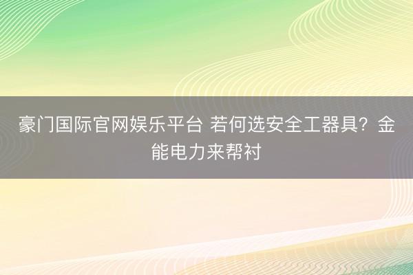 豪门国际官网娱乐平台 若何选安全工器具？金能电力来帮衬